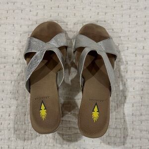 Volatile Silver Crisscross Sandals